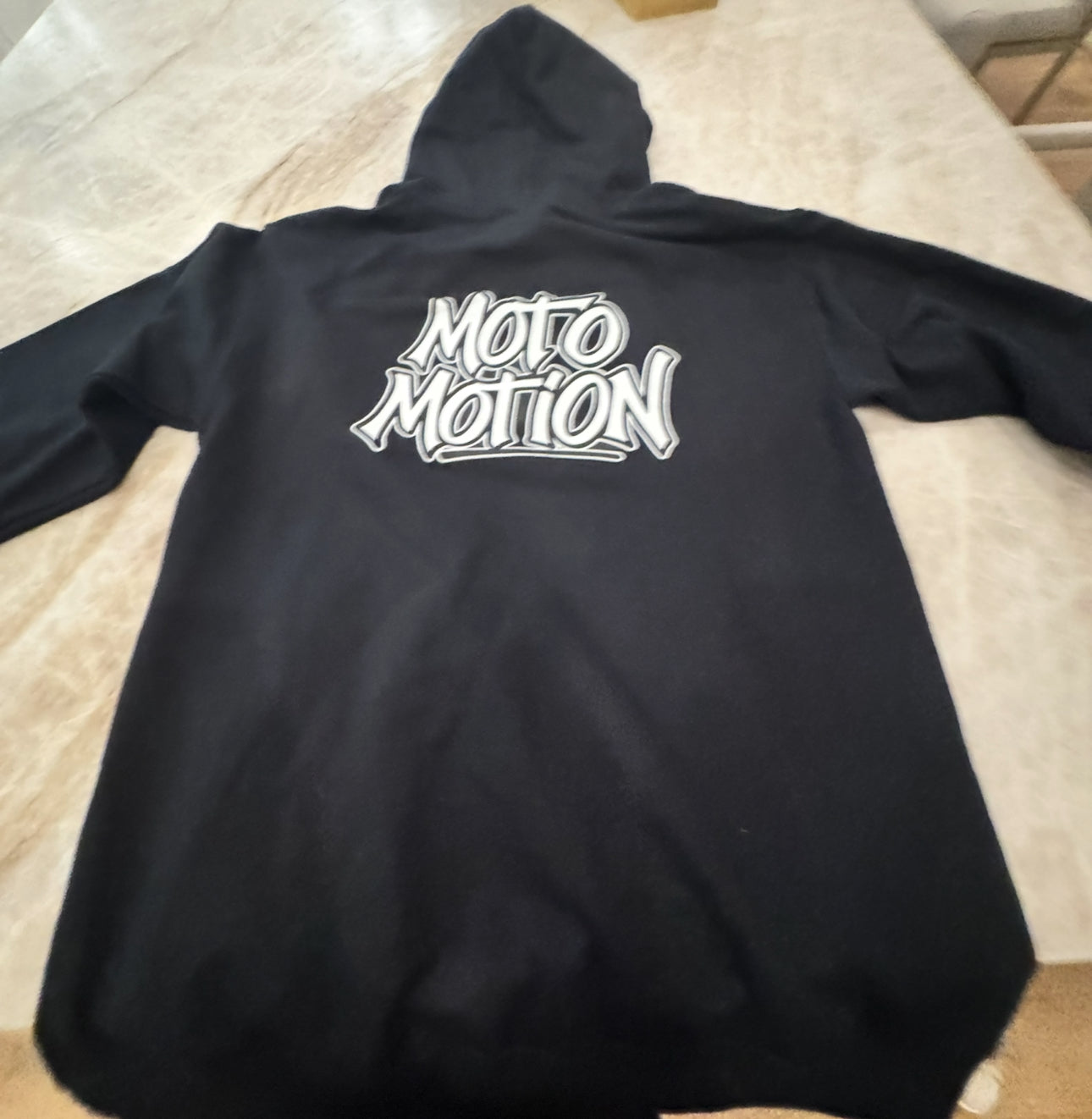 "MotoMotion"Black Drawstring Hoodie